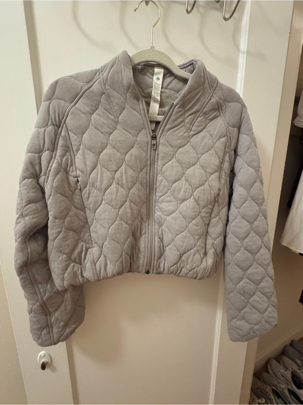 lululemon athletica Light Gray Quilted Zip Jacket